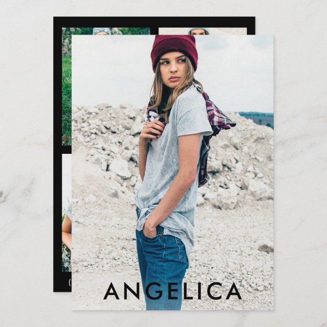 Tarjeta Comp de Actor Modelo - 3 Photo Back - Negr (Anverso / Reverso)