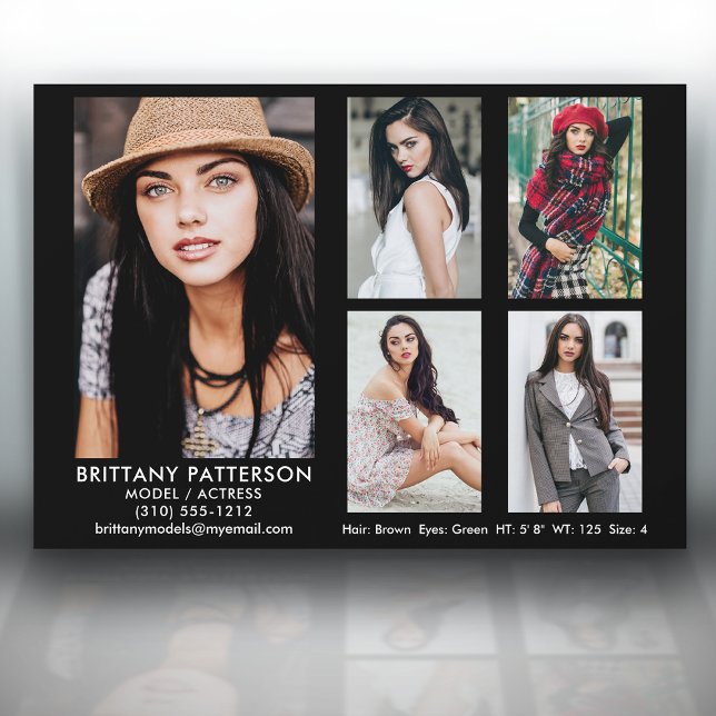 Tarjeta Comp de Actor Modelo 5 Foto 5x7 Blk (Available in high quality print or digital download for quick messaging, email or self printing.)