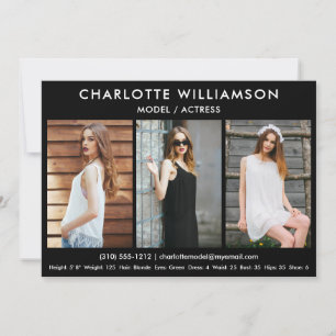 Tarjeta Comp de Actor Modelo 5x7 Black 3 Photo