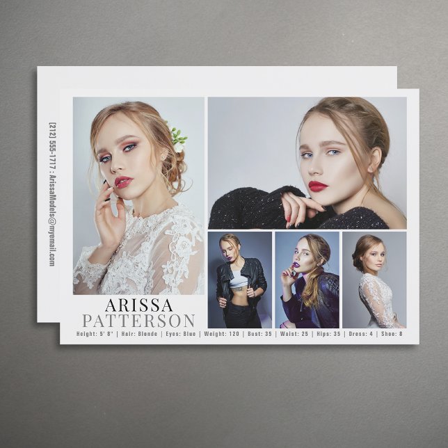 Tarjeta Comp de Actor Modelo 6 Foto 5x7 (Available in high quality print or digital download for quick messaging, email or self printing.)