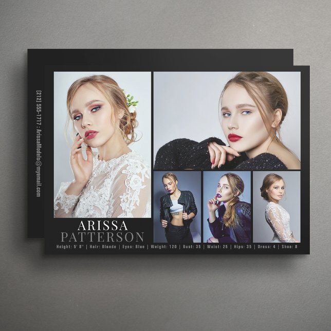 Tarjeta Comp de Actor Modelo 6 Foto 5x7 (Available in high quality print or digital download for quick messaging, email or self printing.)