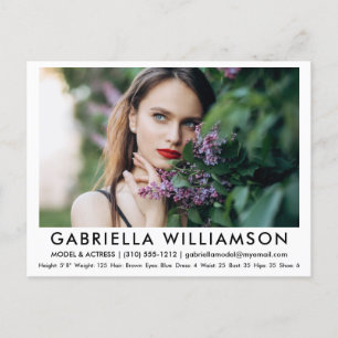 Tarjeta Comp de Actor Modelo Foto Postal Blanca