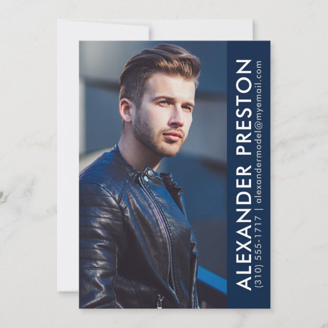 Tarjeta Comp De Foto Actor Modelo 5x7 Dk Blue AP (Anverso)