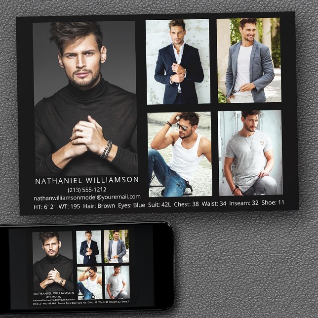 Tarjeta Comp de fotos Modern Pro Modelo 5 (Customize to change background color, text size, style or to add more photos to back of card.)