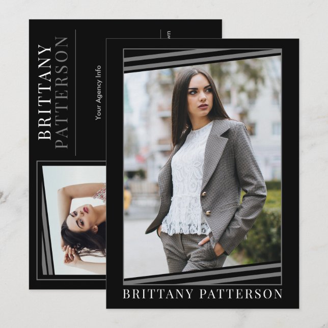 Tarjeta Comp de modelación | 2 Foto 2 lateral 5x7 (Anverso / Reverso)