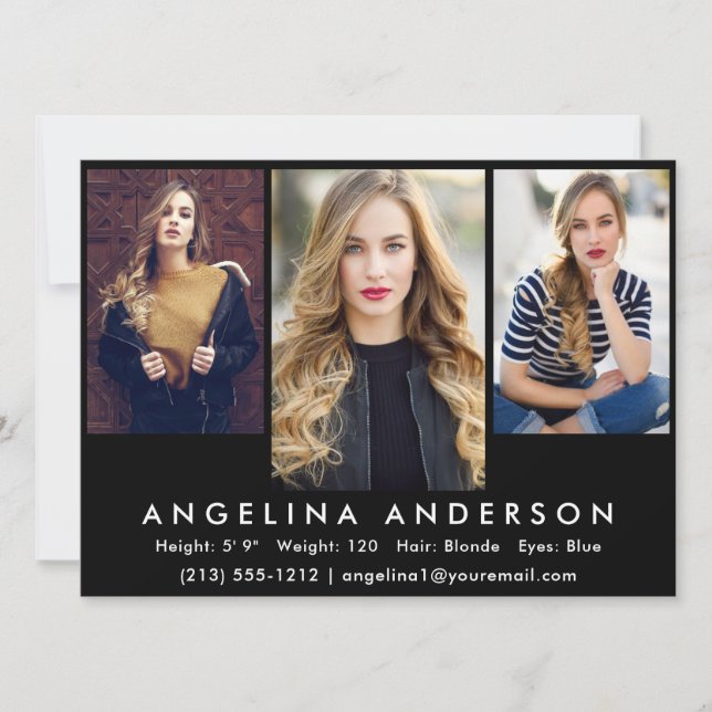 Tarjeta Comp Fotográfica de Actor Modelo 3 | Frent (Anverso)