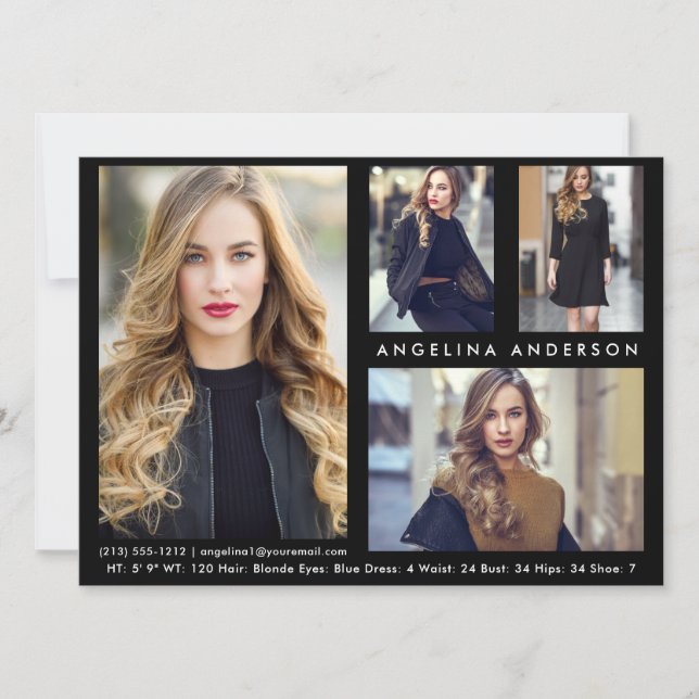 Tarjeta Comp Fotográfica de Actor Modelo 4 - Delan (Anverso)