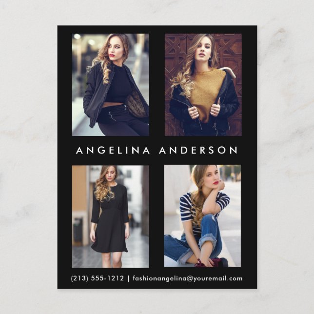 Tarjeta Comp Fotográfica de Actor Modelo 4 Postal  (Anverso)