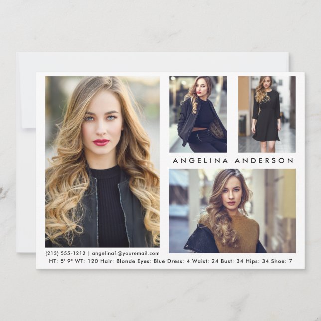 Tarjeta Comp Fotográfica de Actor Modelo 4 - Qué D (Anverso)