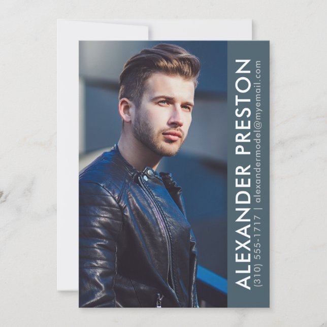 Tarjeta Comp Fotográfica de Actor Modelo 5x7 Azul  (Anverso)