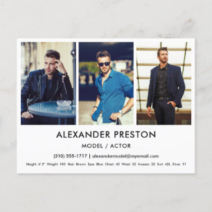 Tarjeta Comp/Zed Modelo Actor 3 Foto Postal Blanca