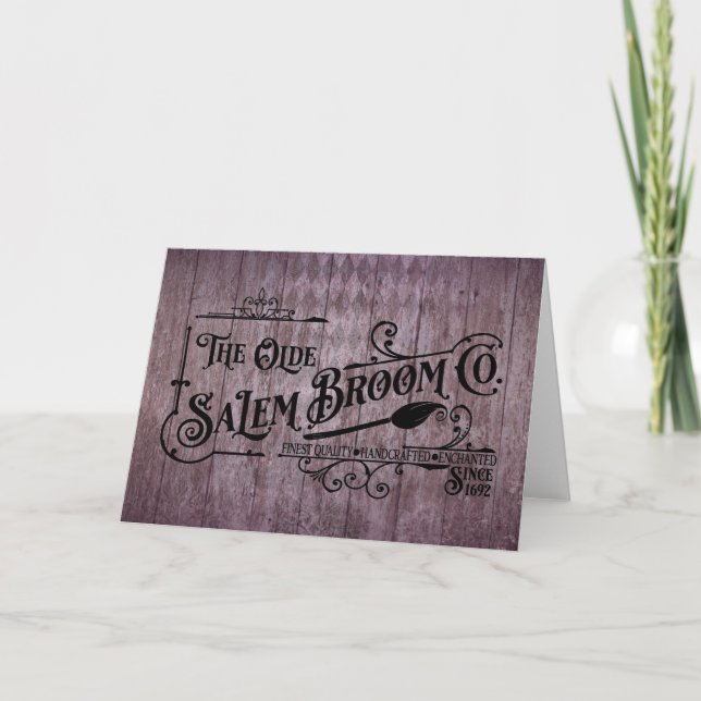 Tarjeta Compañía de Escobas de Salem Morado Grunge Gótico  (Anverso)