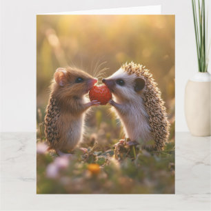 Tarjeta Compartiendo fresa - Adorable Erizo y Ratón