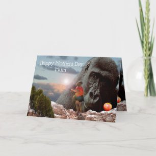 Tarjeta Compartir Una Manzana Con Un Gorila, Día de la Mad