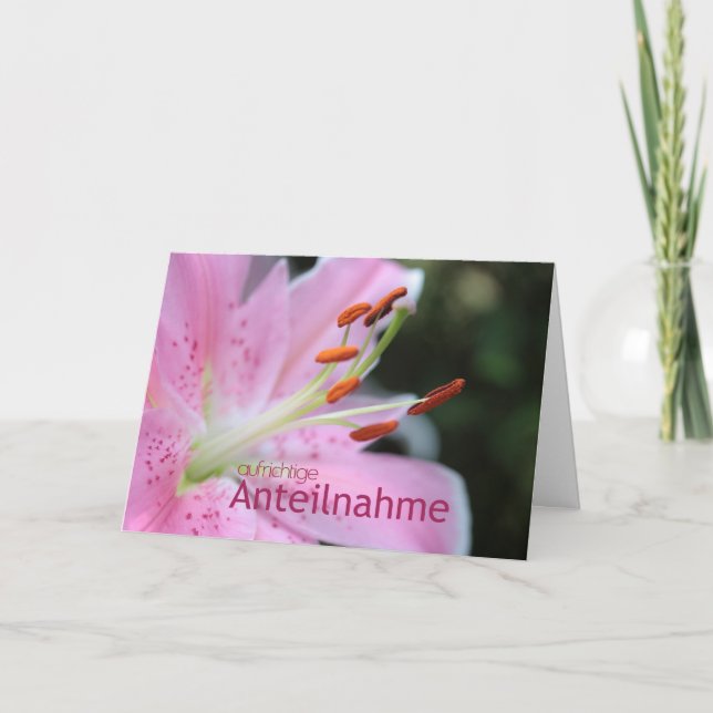 Tarjeta Compasión alemana Lirio Tigre rosa (Anverso)