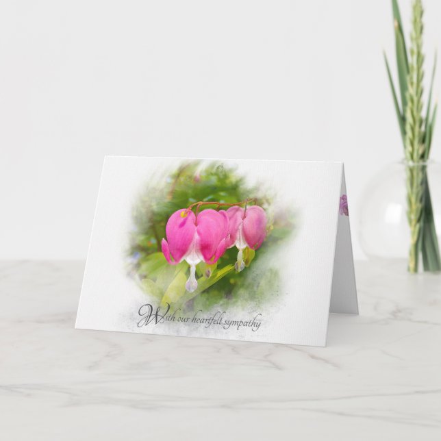 Tarjeta Compasión por las flores del corazón sangrantes (Anverso)