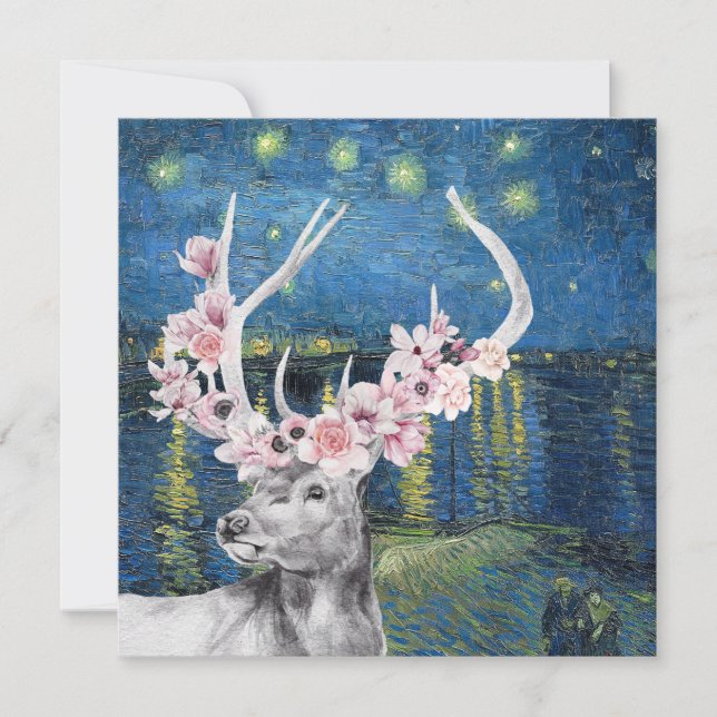 Tarjeta Compilación de estrellas de flores y noche Van Gog (Anverso)