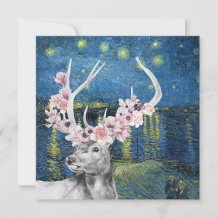 Tarjeta Compilación de estrellas de flores y noche Van Gog
