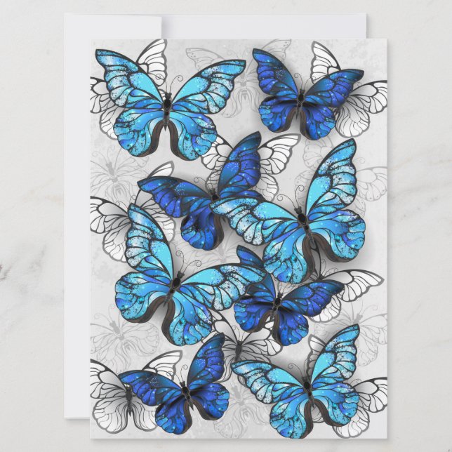 Tarjeta Composición de las mariposas blancas y azules (Anverso)