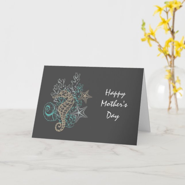Tarjeta Composición de vida marina para el Día de la Madre (flor amarilla)