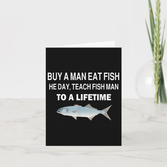 Tarjeta Comprar Un Hombre Comer Pescado, El Día, Enseñar P (Anverso)