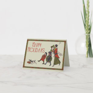 Tarjeta Compras Navideñas Clásicas Diversión Familiar