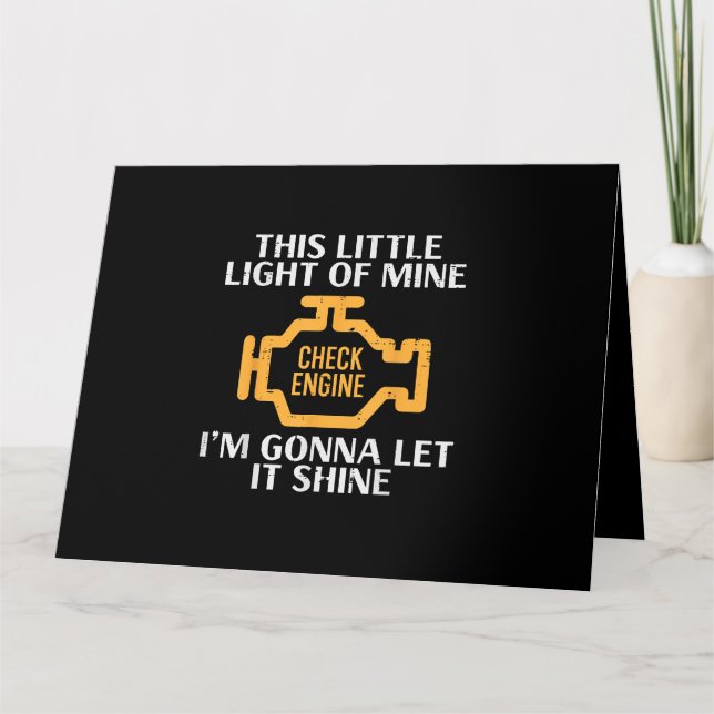 Tarjeta Comprobación de la luz del motor Brillo Funny Auto (Anverso)