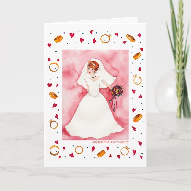 Tarjeta Compromiso con Boda de novia cuerdo (Anverso)