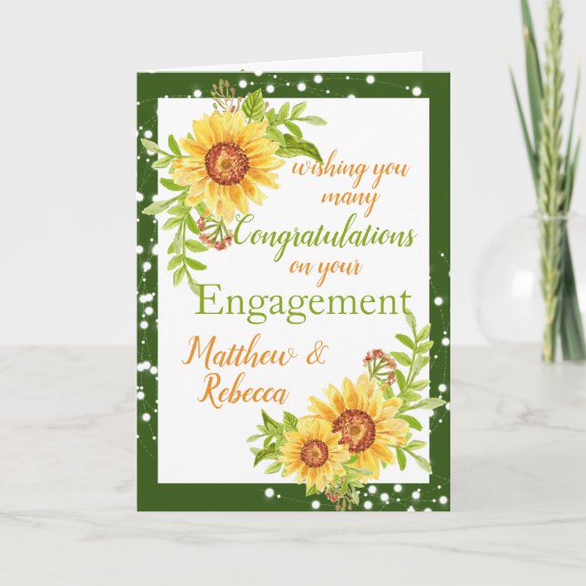Tarjeta Compromiso Felicitaciones Floral Sunflower Card (Anverso)