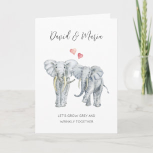 Tarjeta Compromiso o aniversario de pareja de elefantes