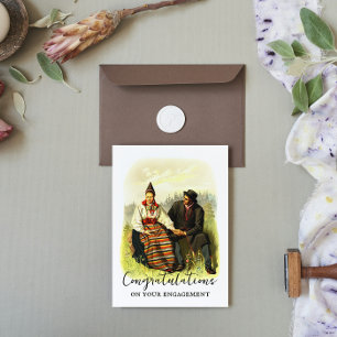 Tarjeta Compromiso tradicional sueco-vintage con Dalecarli