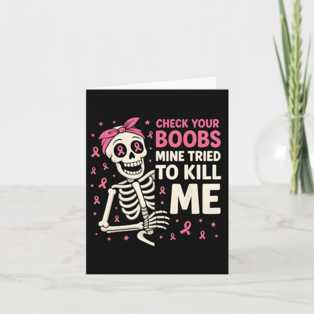 Tarjeta Compruebe Su Seno Mujeres Calavera Rosa de Hallowe (Anverso)