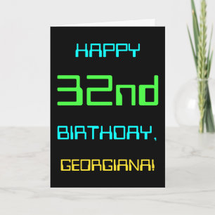 Tarjeta Computación digital divertida tema 32 cumpleaños