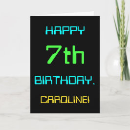 Tarjeta Computación digital divertida tema 7 cumpleaños