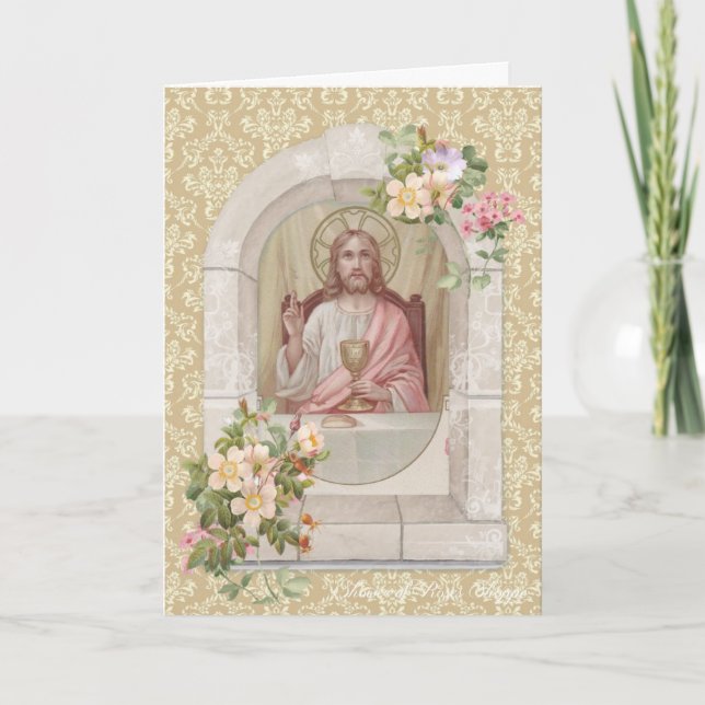 Tarjeta Comunión Eucaristía Religiosa Católica Jesús (Anverso)