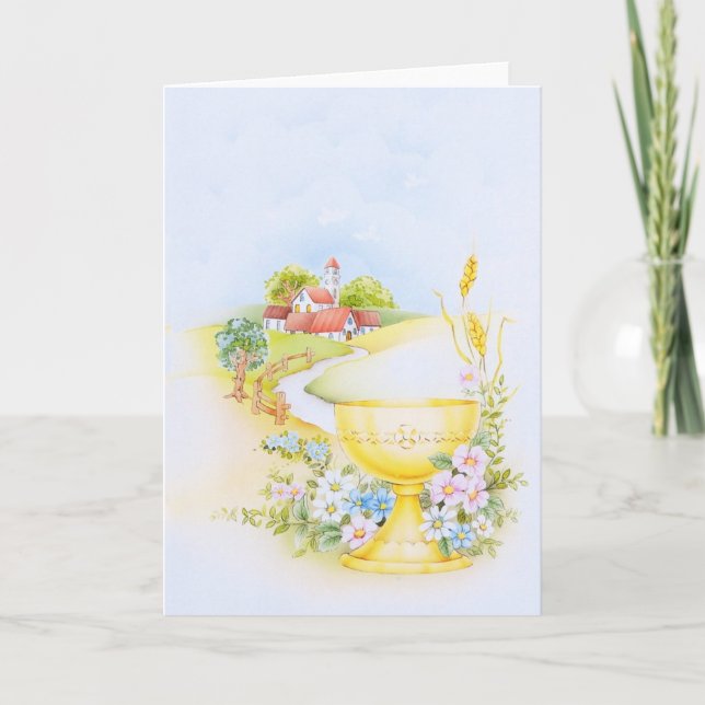 Tarjeta Comunión santa, diseño religioso de la (Anverso)