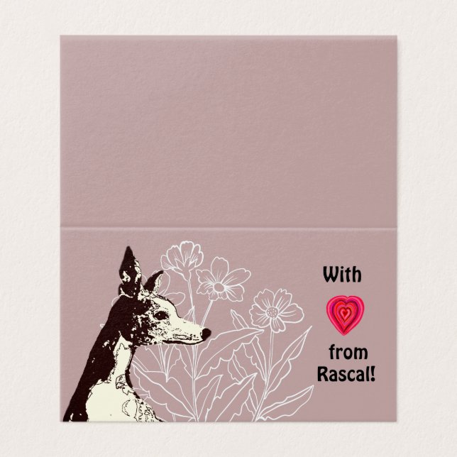 Tarjeta Con amor de tu Whippet (Exterior desplegado)