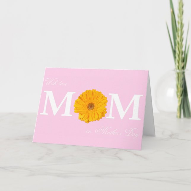 Tarjeta Con amor mamá en el día de la madre Gerbera Daisy  (Anverso)