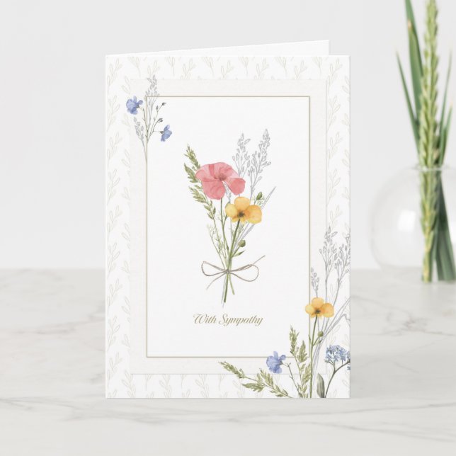 Tarjeta Con Bonitos de simpatía presionadas florals (Anverso)