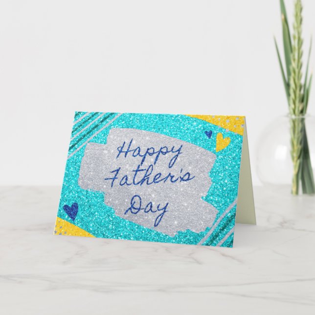 Tarjeta con brillo del Día del Padre feliz (Anverso)