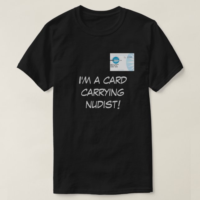 Tarjeta con camiseta nudista (Diseño del anverso)