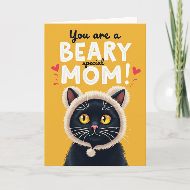 Tarjeta con Capucha para el Día de la Madre de Gat (Anverso)