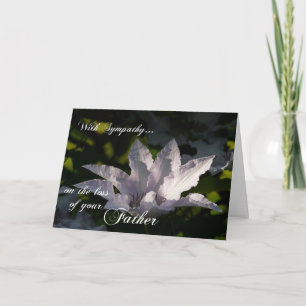 Tarjeta Con compasión por la pérdida de padre-flor+Escritu