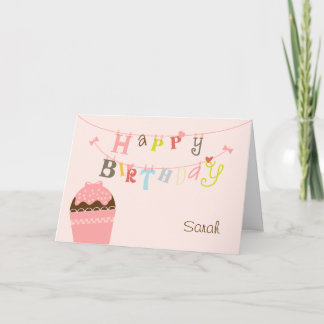Tarjeta con cuerda de cumpleaños de pastelito
