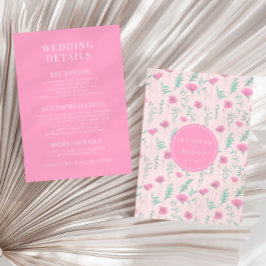 Tarjeta con detalles de boda de boho elegante y fl