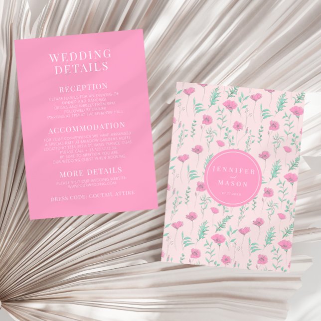Tarjeta con detalles de boda de boho elegante y fl (Subido por el creador)