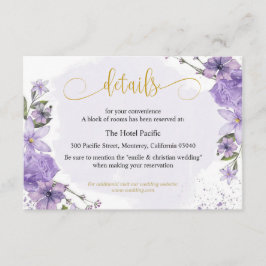 Tarjeta con detalles de lavanda púrpura y lila dor