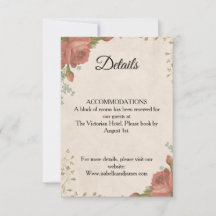 Tarjeta con Detalles de Rosa Burgundy Vintage Eleg
