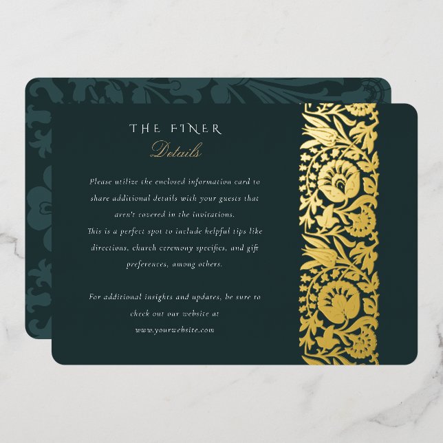 Tarjeta con Detalles Florales Esmeralda (Anverso/Reverso)
