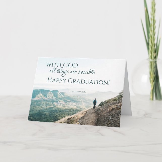 Tarjeta Con Dios todas las cosas son posibles graduaciones (Anverso)
